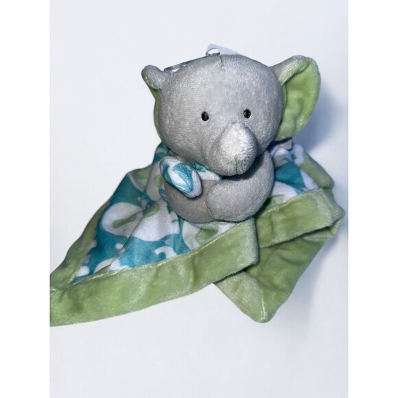 Carters Baby Elephant Lovey Security Blanket Green Blue Plush Comfort Toy - Picture 10 of 15